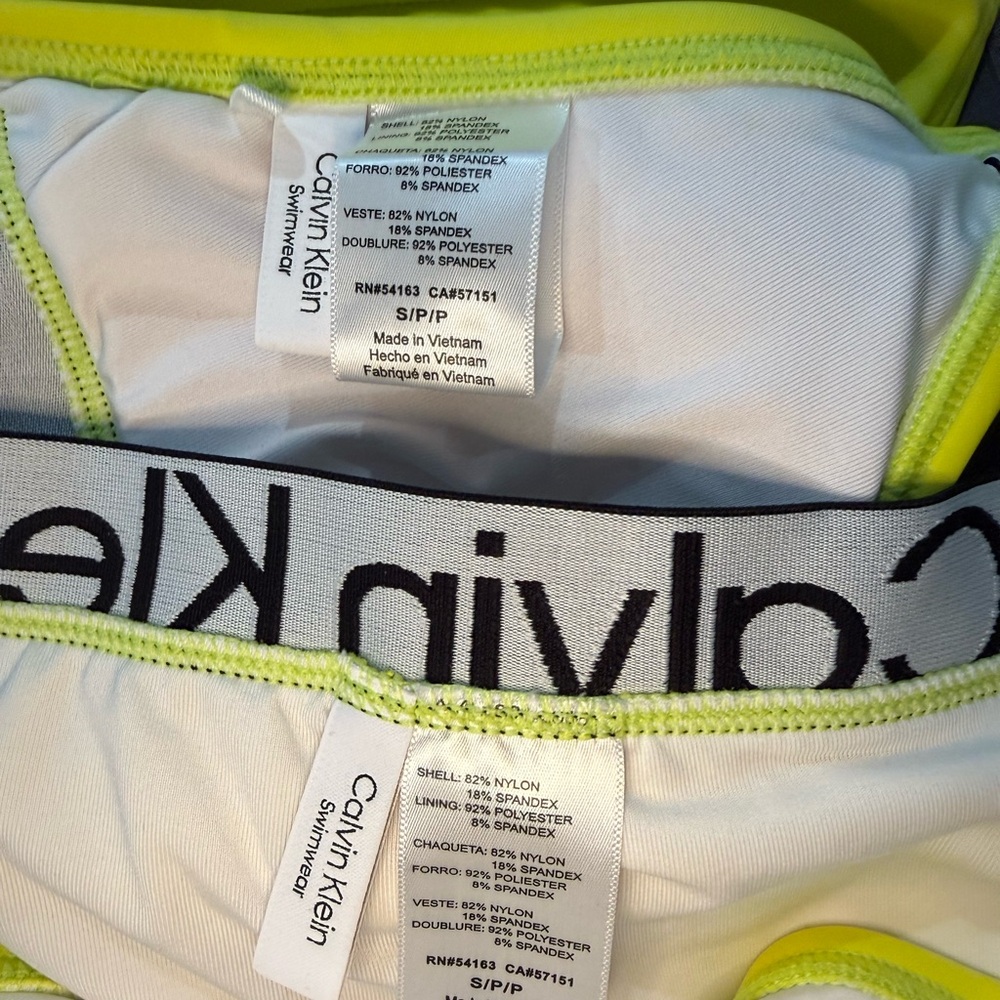 Calvin Klein Neon Yellow Bikini Set Size S Logo Band Swimwear - Picture 6 of 6